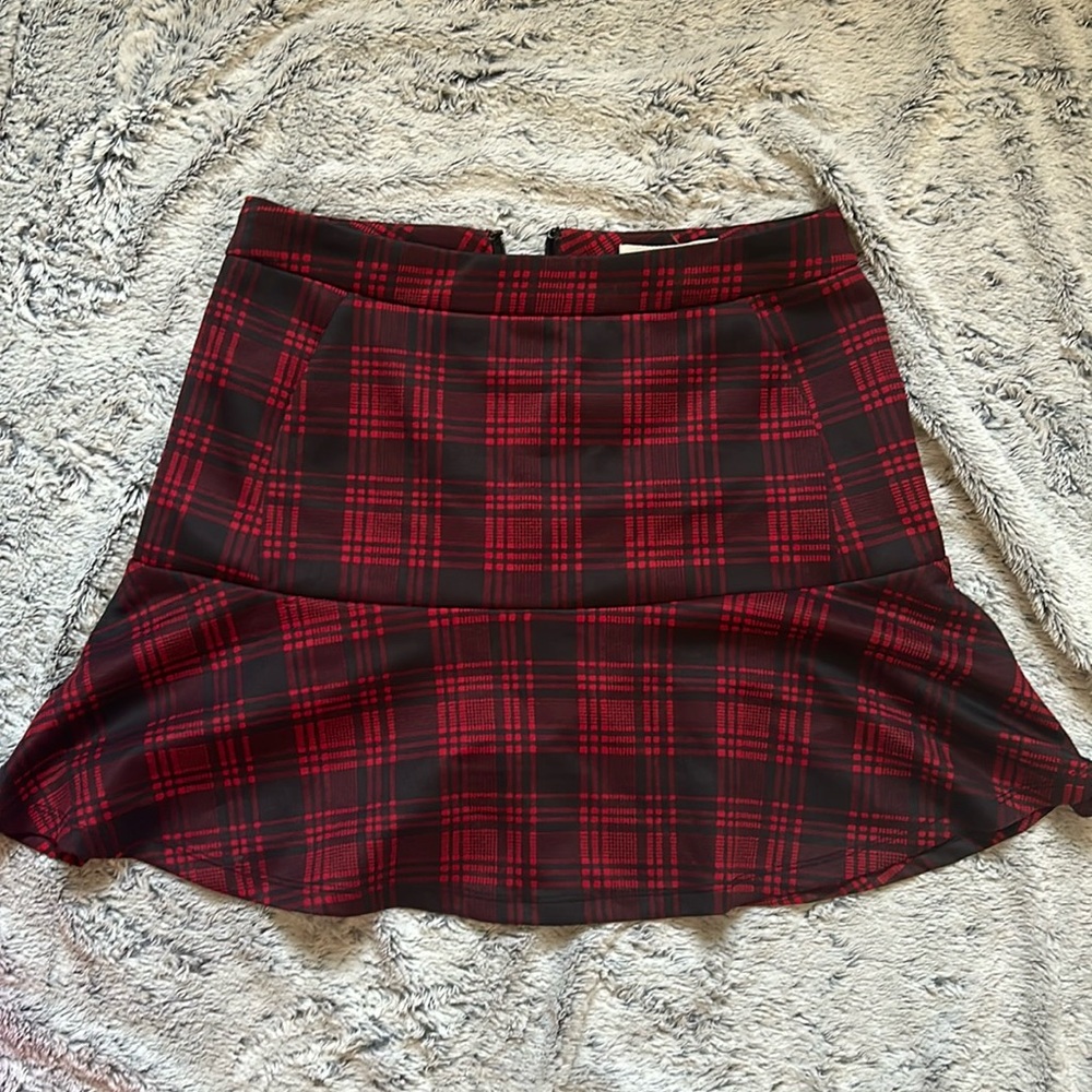 Sans Souci red plaid skirt